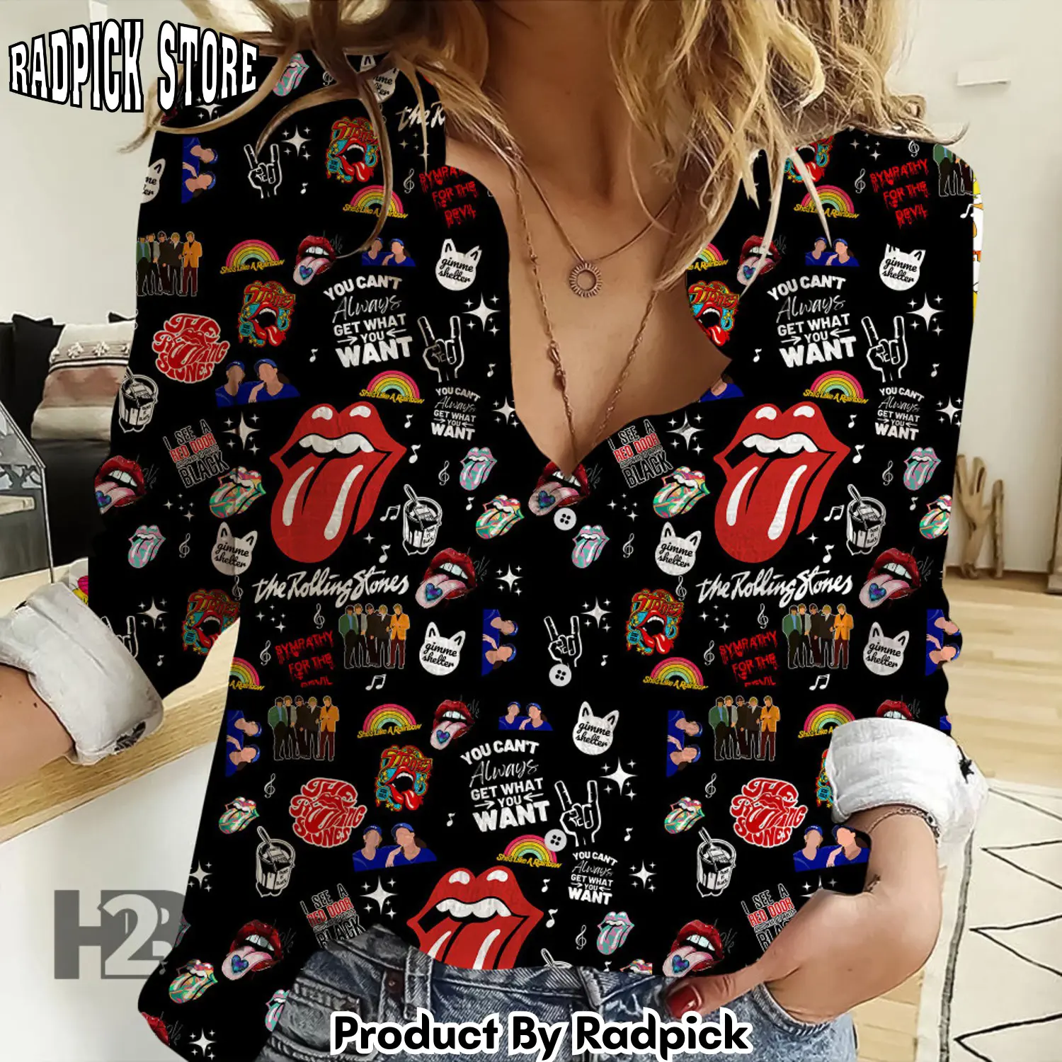 Radpick the rolling stones rock music band hackney diamonds tour  linen casual sh rp66255